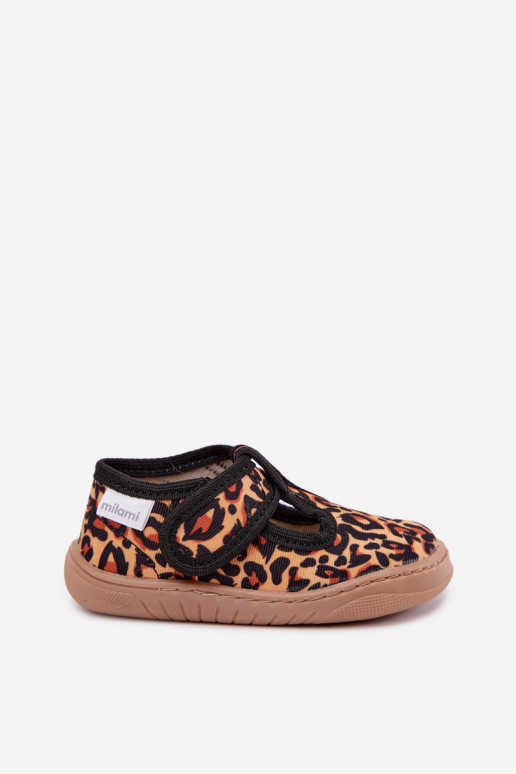 Zapatillas infantiles con cierres adhesivos Milami estampado de leopardo amarillo-negro Talirae
