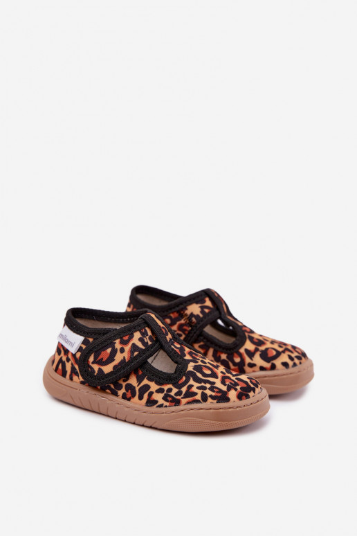Zapatillas infantiles con cierres adhesivos Milami estampado de leopardo amarillo-negro Talirae