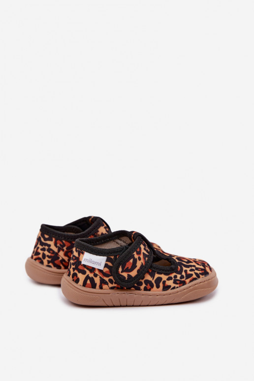 Zapatillas infantiles con cierres adhesivos Milami estampado de leopardo amarillo-negro Talirae