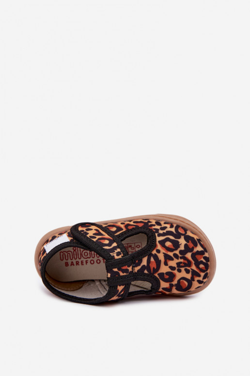 Zapatillas infantiles con cierres adhesivos Milami estampado de leopardo amarillo-negro Talirae