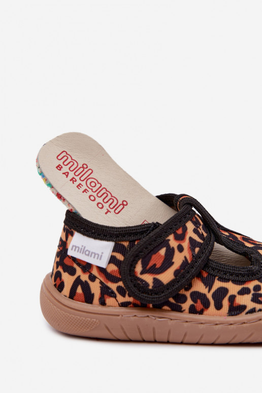 Zapatillas infantiles con cierres adhesivos Milami estampado de leopardo amarillo-negro Talirae