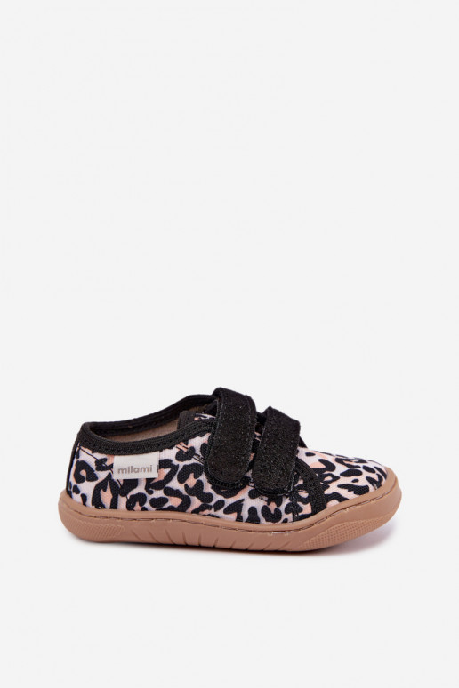 Zapatillas infantiles con estampado de leopardo Milami color arena Saphira