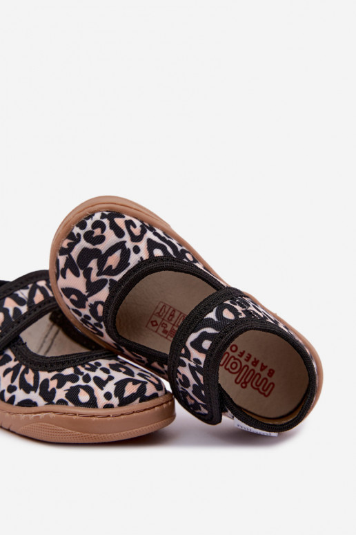 Bailarinas infantiles con estampado de leopardo color arena Caelia