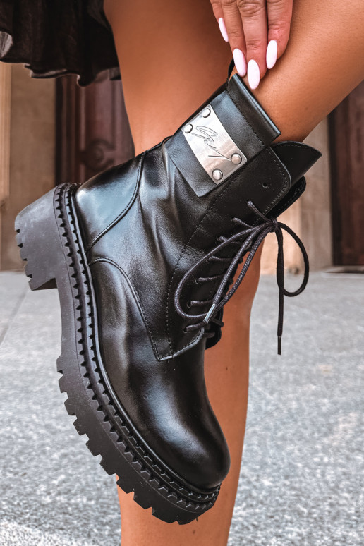 Botines de mujer cálidos con detalles decorativos Zazoo 60574 en color negro