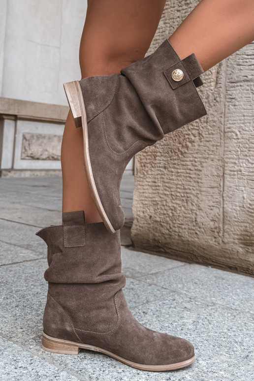 Zapatos de mujer de ante sintético con volantes Zazoo 4210 en color marrón