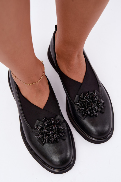 Zapatos de cuero para mujer con adornos negros T.Sokolski