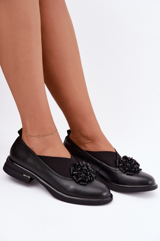 Zapatos de cuero para mujer con adornos negros T.Sokolski
