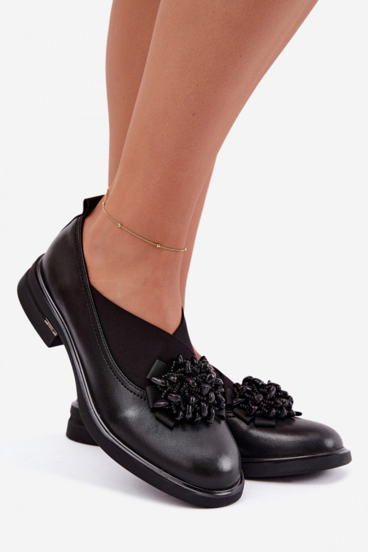 Zapatos de cuero para mujer con adornos negros T.Sokolski