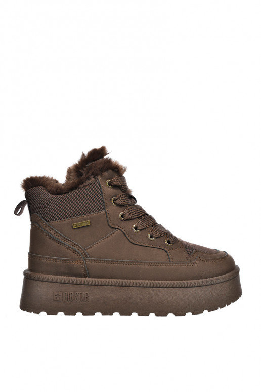 Botas de nieve para mujer con cordones y pelo marrón oscuro Big Star