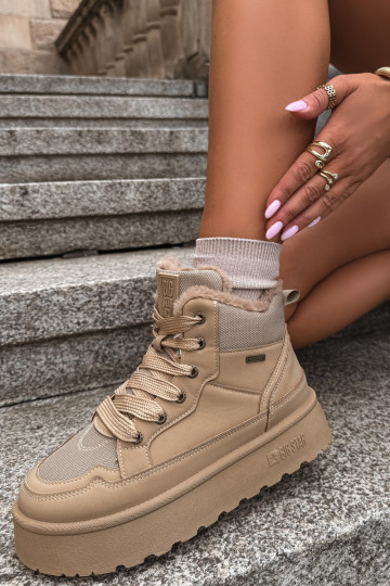 Botas de nieve para mujer con cordones y pelo color arena Big Star 2