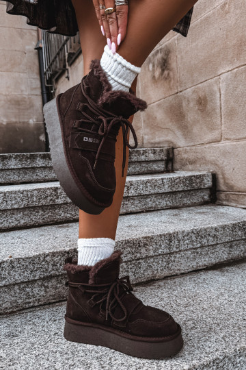 Botas de nieve de ante para mujer color chocolate Big Star