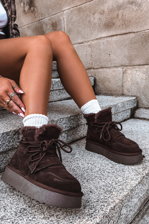 Botas de nieve de ante para mujer color chocolate Big Star