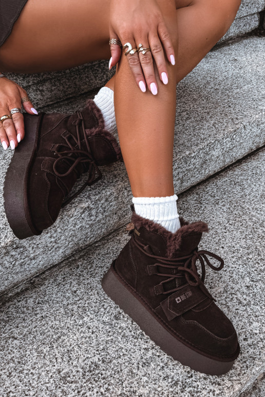 Botas de nieve de ante para mujer color chocolate Big Star