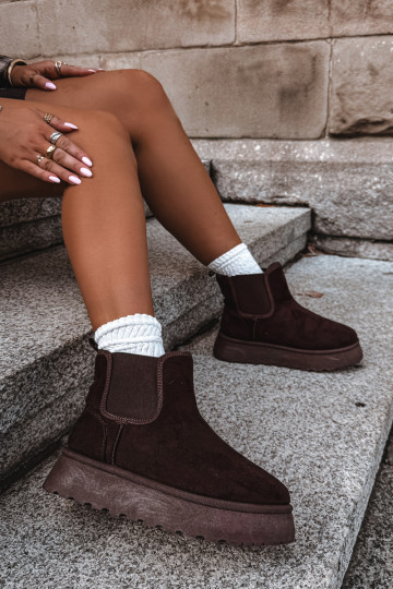 botas de nieve para mujeres con plataforma Big Star UU274174 color chocolate