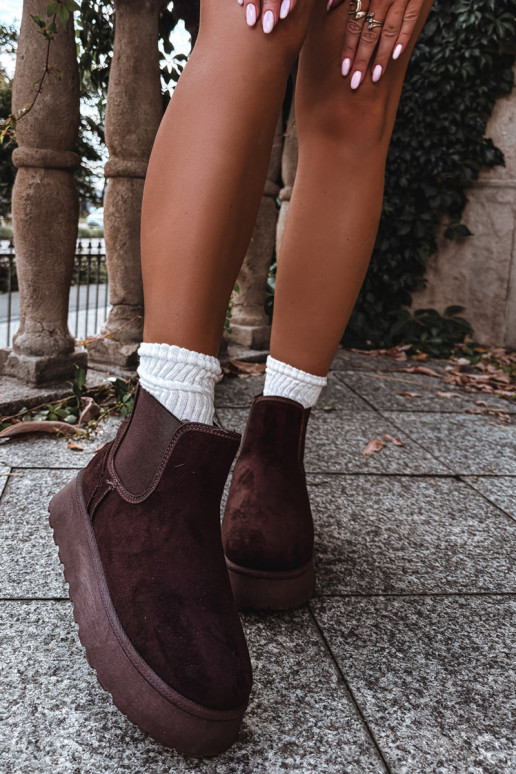 botas de nieve para mujeres con plataforma Big Star UU274174 color chocolate