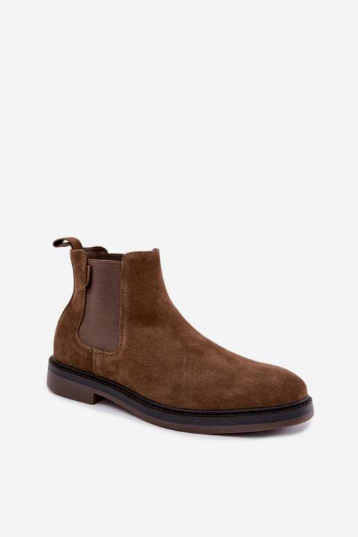 botines elegantes para hombres de ante sintético Big Star UU174277 en color caqui