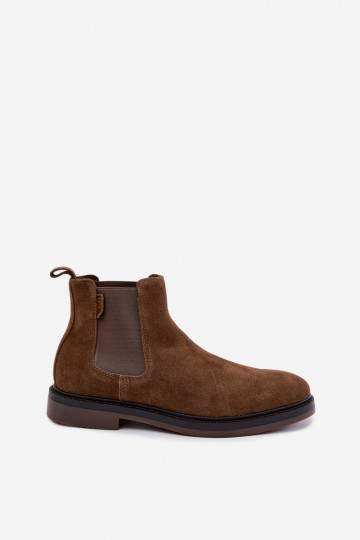 botines elegantes para hombres de ante sintético Big Star UU174277 en color caqui 2