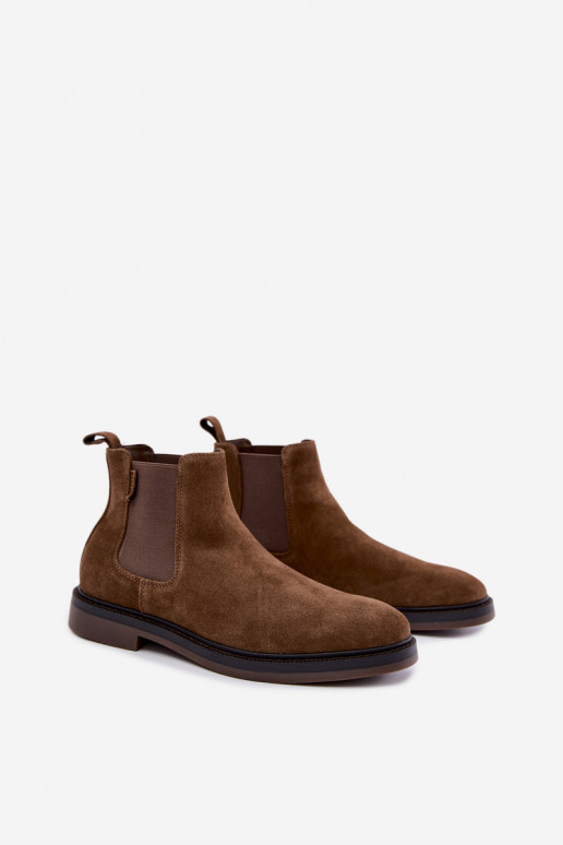 botines elegantes para hombres de ante sintético Big Star UU174277 en color caqui