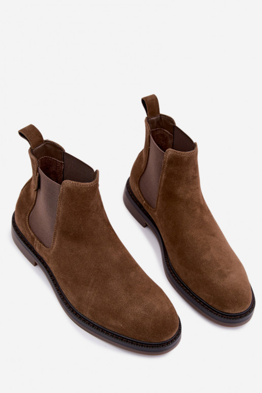 botines elegantes para hombres de ante sintético Big Star UU174277 en color caqui