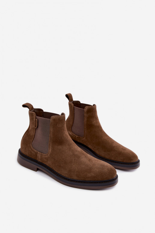botines elegantes para hombres de ante sintético Big Star UU174277 en color caqui
