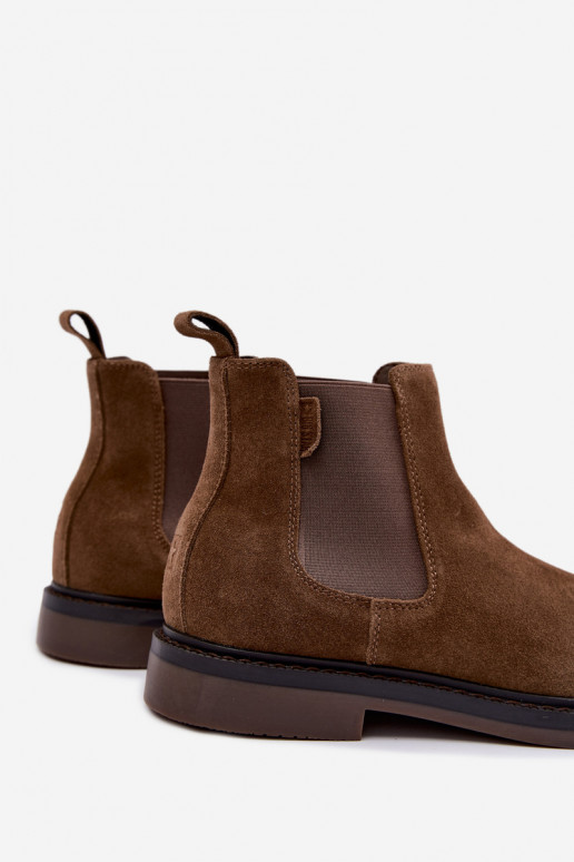 botines elegantes para hombres de ante sintético Big Star UU174277 en color caqui
