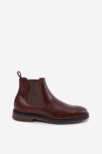 botines elegantes para hombres de cuero genuino Big Star UU174279 en color marrón oscuro 2