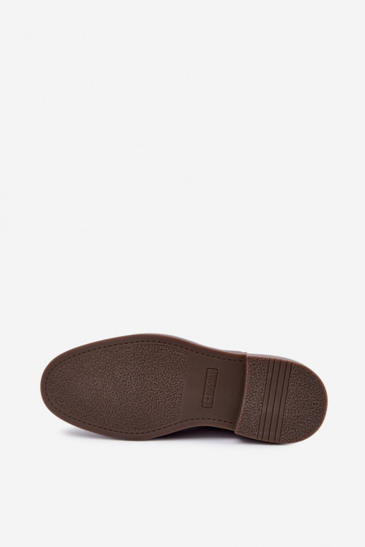 botines elegantes para hombres de cuero genuino Big Star UU174279 en color marrón oscuro