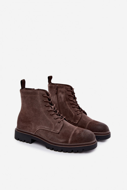 zapatos de ante para hombres Big Star UU174220 en color marrón