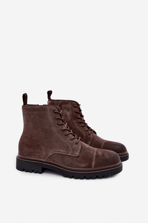zapatos de ante para hombres Big Star UU174220 en color marrón