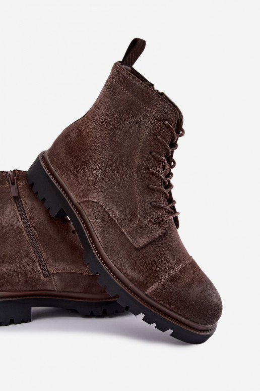 zapatos de ante para hombres Big Star UU174220 en color marrón