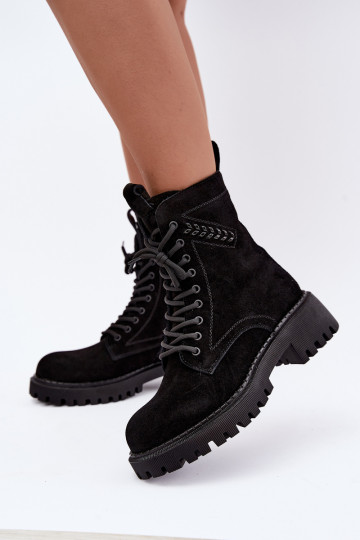 botines de trabajo para mujeres de ante sintético aislados D&A JC62-1035 en negro 2