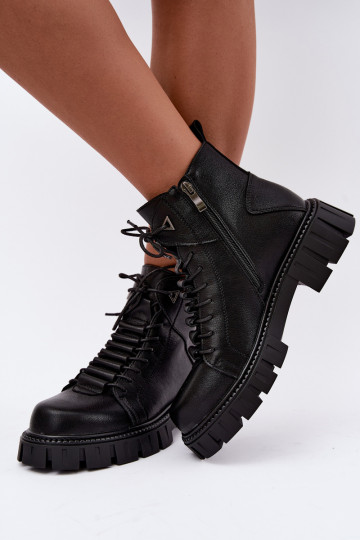 botines para mujeres con plataforma D&A JC62-1044 en negro