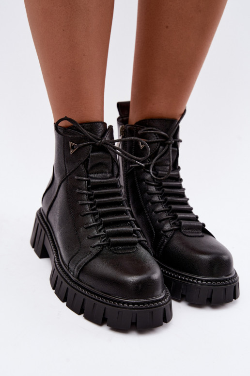 botines para mujeres con plataforma D&A JC62-1044 en negro