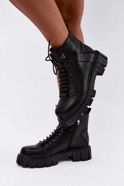 botines para mujeres con plataforma D&A JC62-1044 en negro