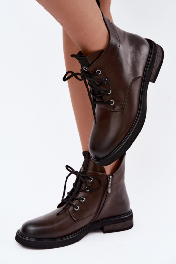 botines aislados con tacones anchos D&A CR62-3337 en color chocolate