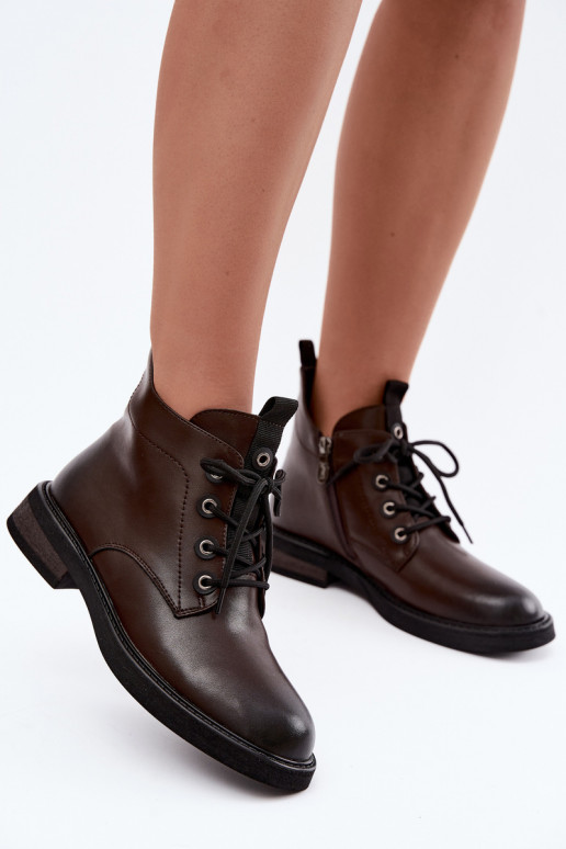 botines aislados con tacones anchos D&A CR62-3337 en color chocolate