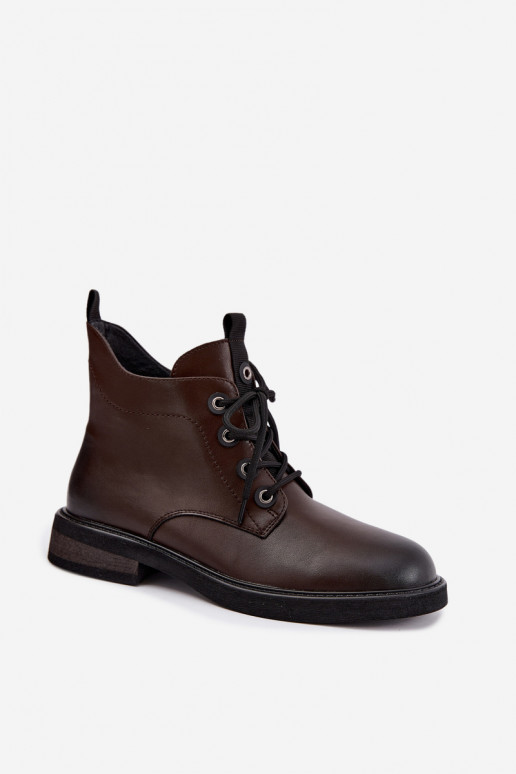 botines aislados con tacones anchos D&A CR62-3337 en color chocolate