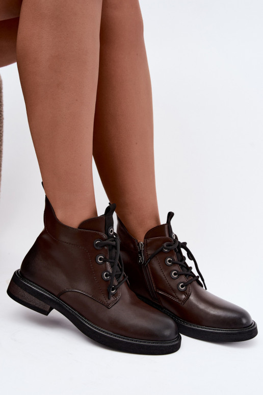 botines aislados con tacones anchos D&A CR62-3337 en color chocolate