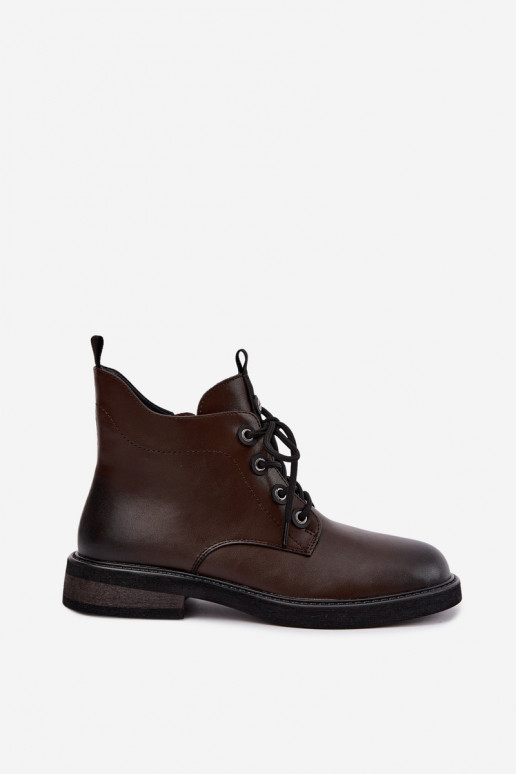 botines aislados con tacones anchos D&A CR62-3337 en color chocolate