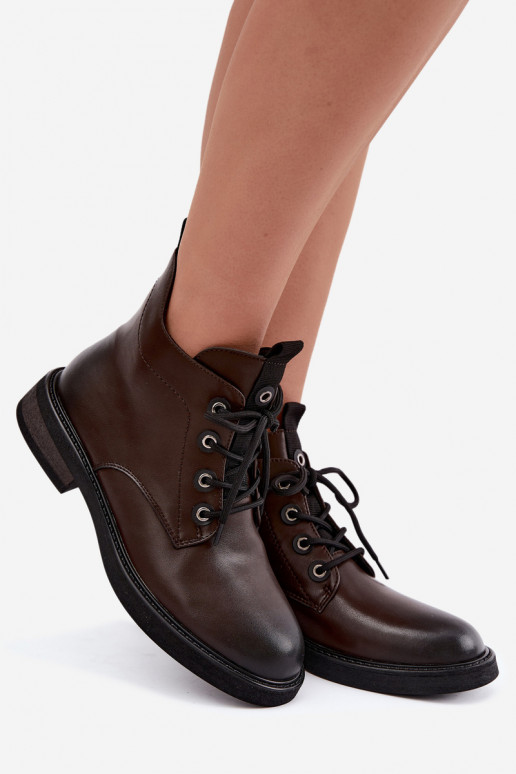 botines aislados con tacones anchos D&A CR62-3337 en color chocolate