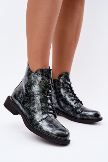 Botines forrados con efecto charol y relieve S.Barski HY62-8140 azul