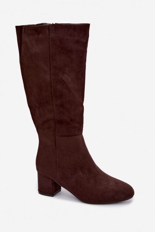 Botas largas para mujer forradas con tacones S.Barski HY62-8131 chocolate