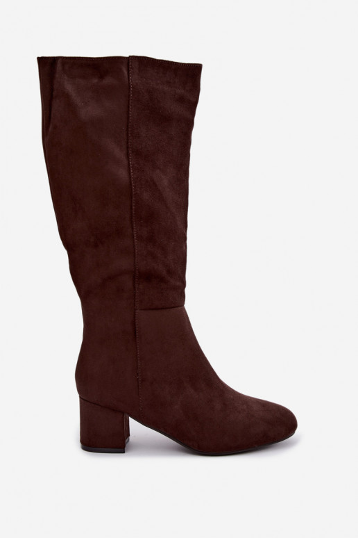 Botas largas para mujer forradas con tacones S.Barski HY62-8131 chocolate