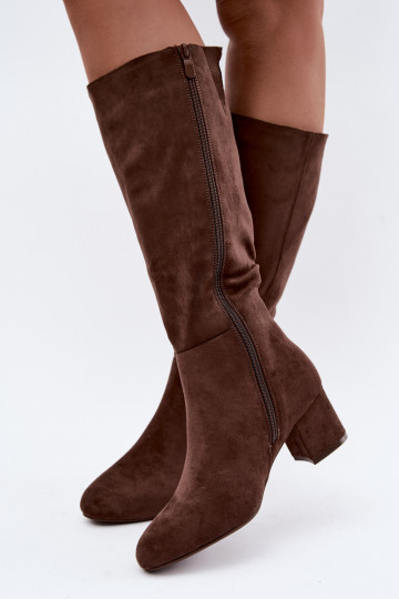 Botas largas para mujer forradas con tacones S.Barski HY62-8131 marrón