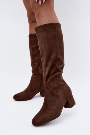 Botas largas para mujer forradas con tacones S.Barski HY62-8131 marrón 2