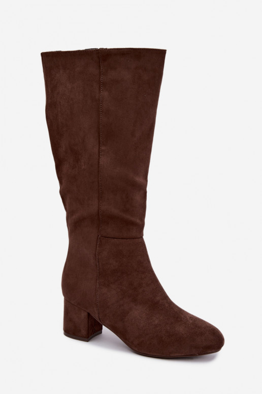 Botas largas para mujer forradas con tacones S.Barski HY62-8131 marrón