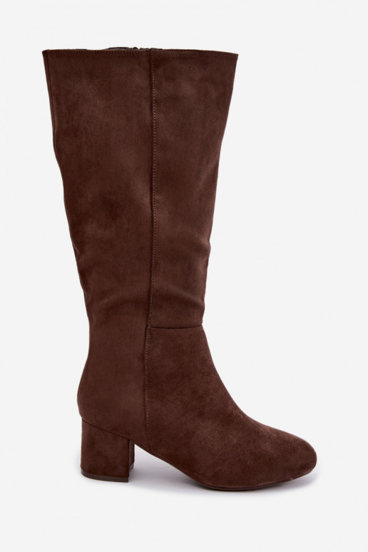 Botas largas para mujer forradas con tacones S.Barski HY62-8131 marrón