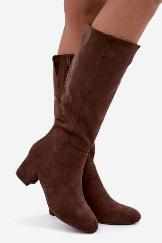 Botas largas para mujer forradas con tacones S.Barski HY62-8131 marrón