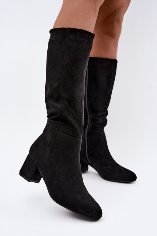 Botas largas para mujer forradas con tacones S.Barski HY62-8131 negro