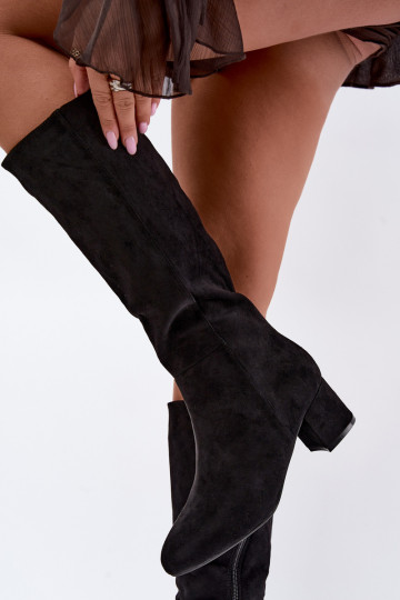 Botas largas para mujer forradas con tacones S.Barski HY62-8131 negro 2